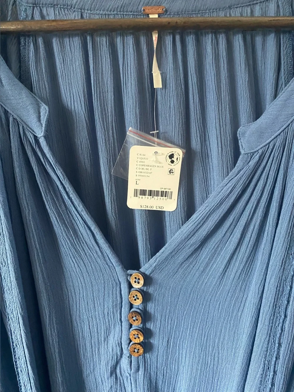 NWT Free People Turquoise V-Neck Tie-Waist Maxi Dress - Picture 8 of 14